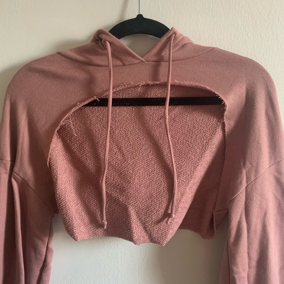 Fashion Nova Cropped Top Hooded Long Sleeve - Picture 2 of 4